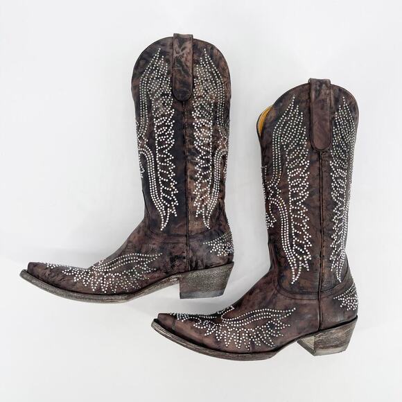 NWOB Old Gringo Brown Swarovski Crystal Eagle Western Cowgirl Boot size 7.5 - Picture 4 of 12
